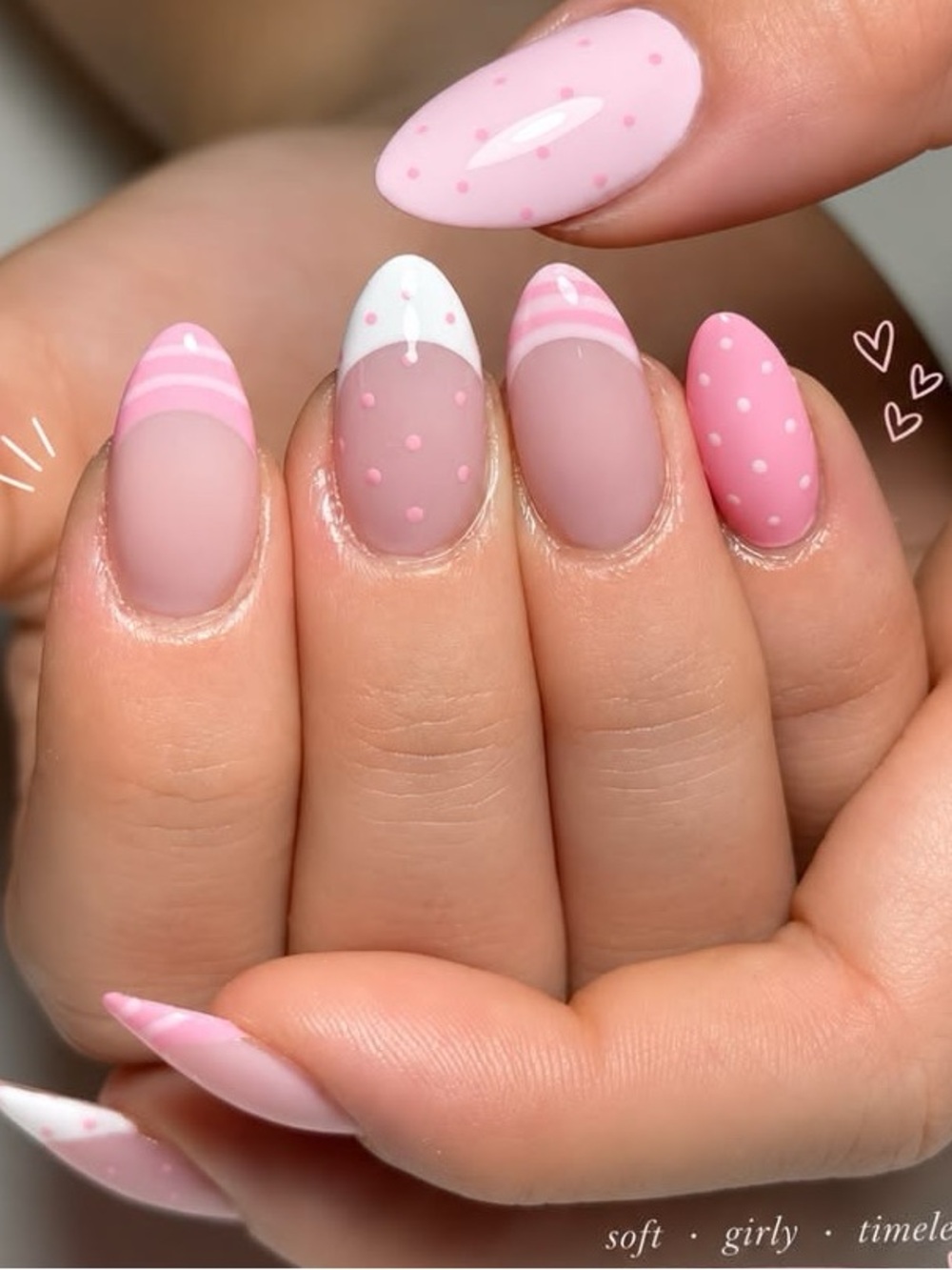 Soft Girly Pink Polka Dot Nail Art Set